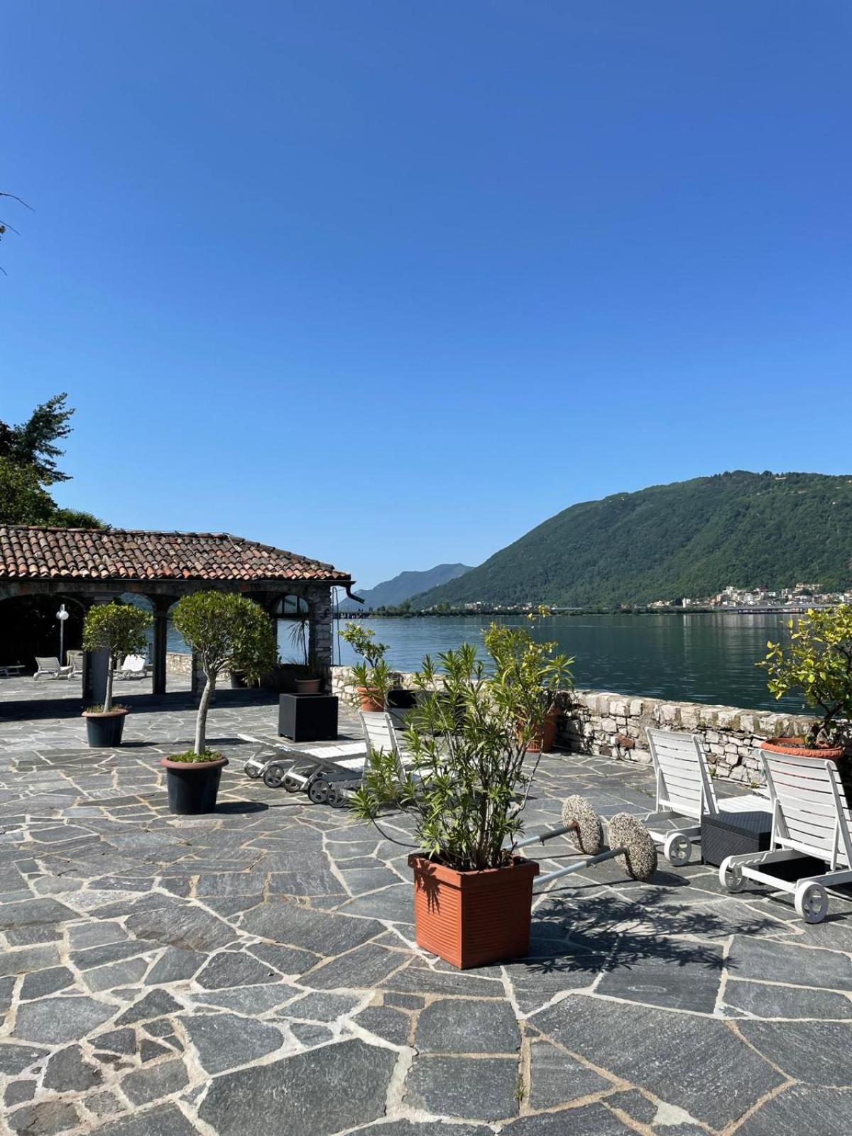 Luganersee, Pool, Strand, Parkplatz, Suite 204 Bissone Exterior foto
